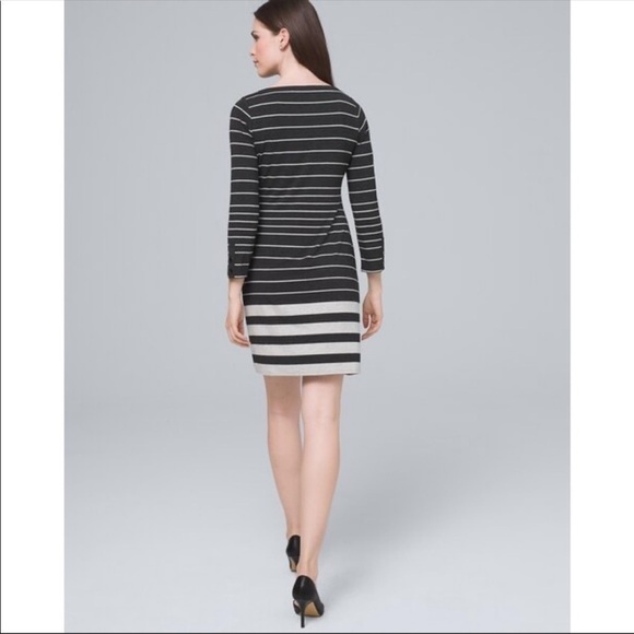 WHBM Snap-Sleeve Striped Shift Dress, Size Small - Picture 4 of 7